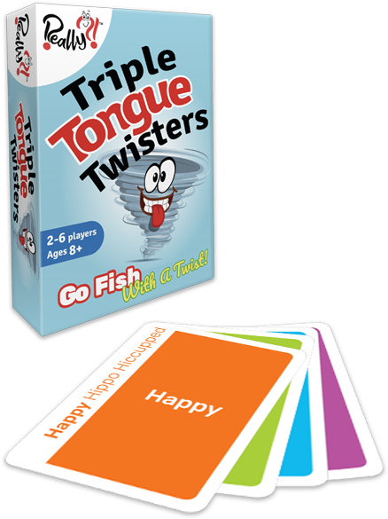 Triple Tongue Twisters card box and fanned card selection